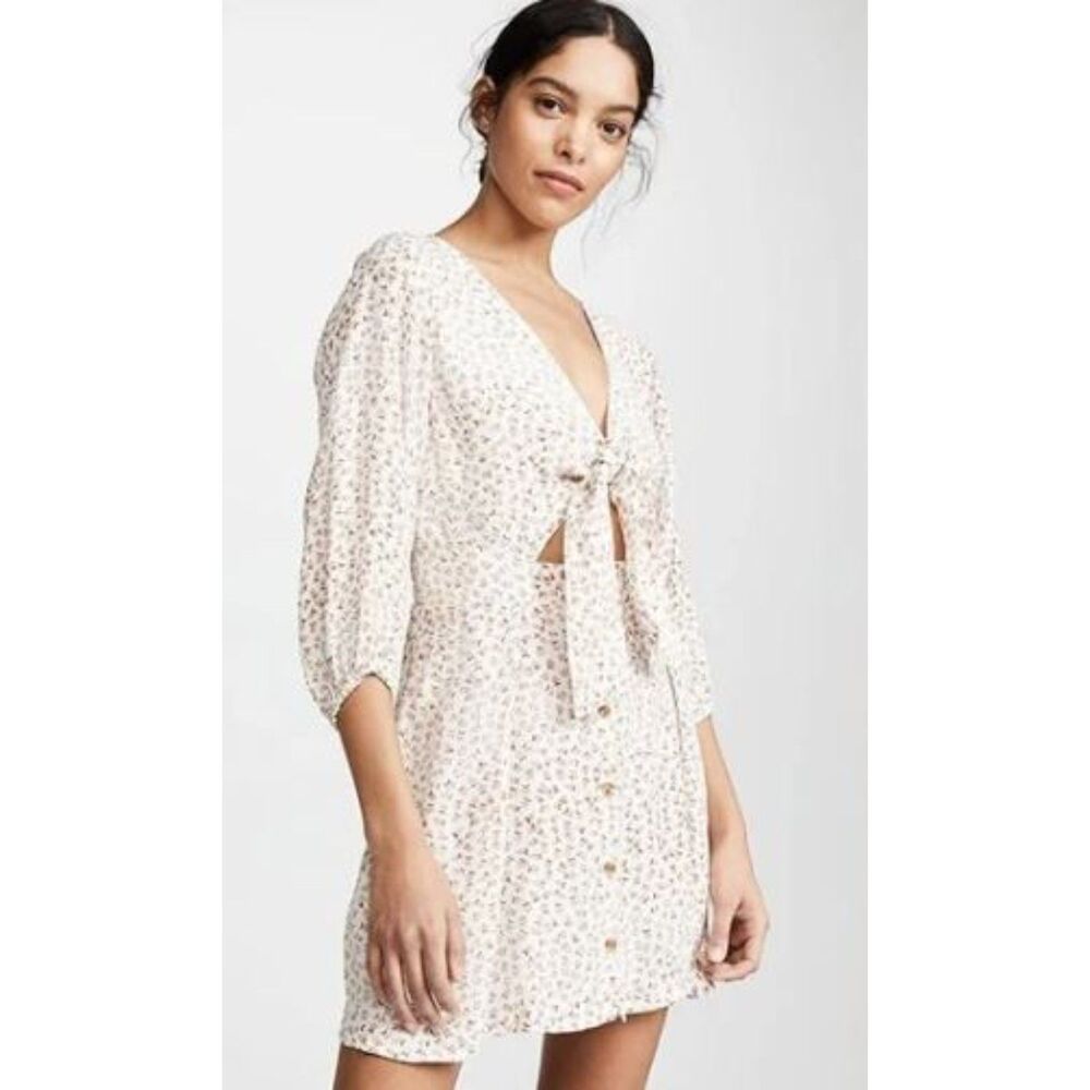 Faithfull the Brand Trinidad Tie-Front Cutout Mini Dress Size 2